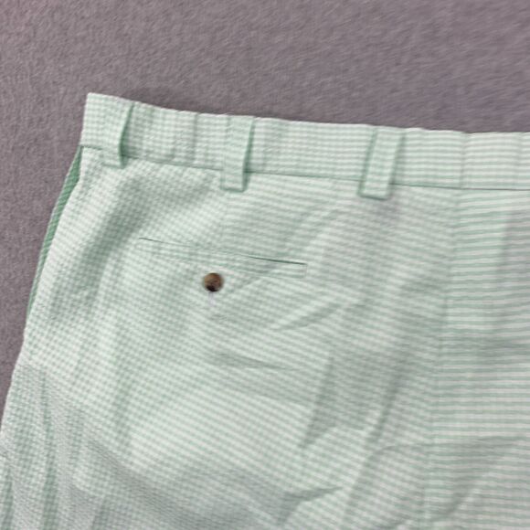 Oak Hill Classic Seersucker Shorts Mens Size 48 Green Gingham Plaid Inseam 9" - Picture 15 of 16
